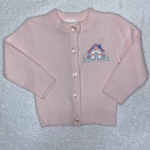 Vintage Childwise acrylic knit Littke house cardigan light pink sweater 9/12m